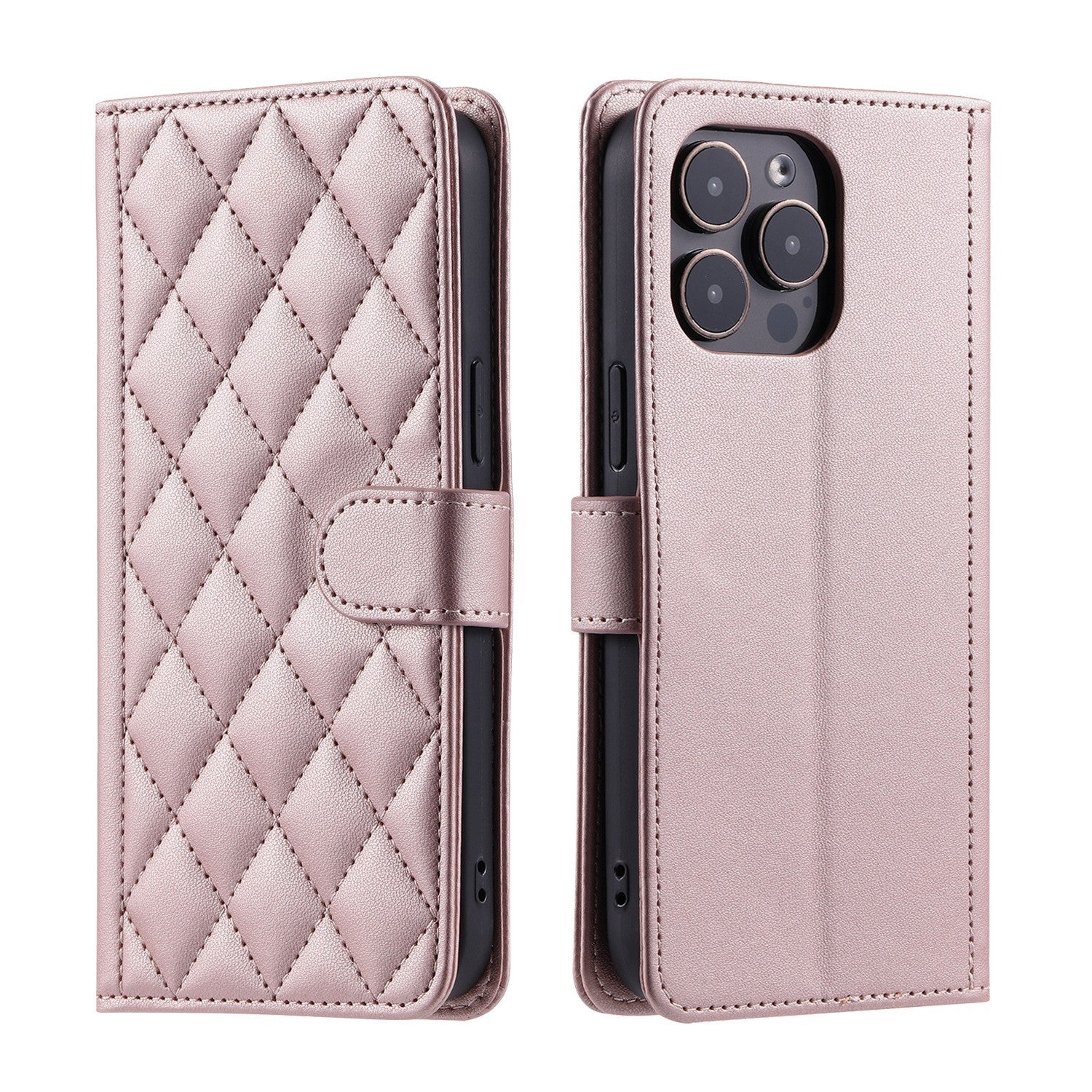 Husa de Protectie Tip Carte, Flippy, pentru Apple iPhone 15, Model cu Suport si Capsa, Antisoc, Rezistenta la Impact, Protectie Camera, Roz