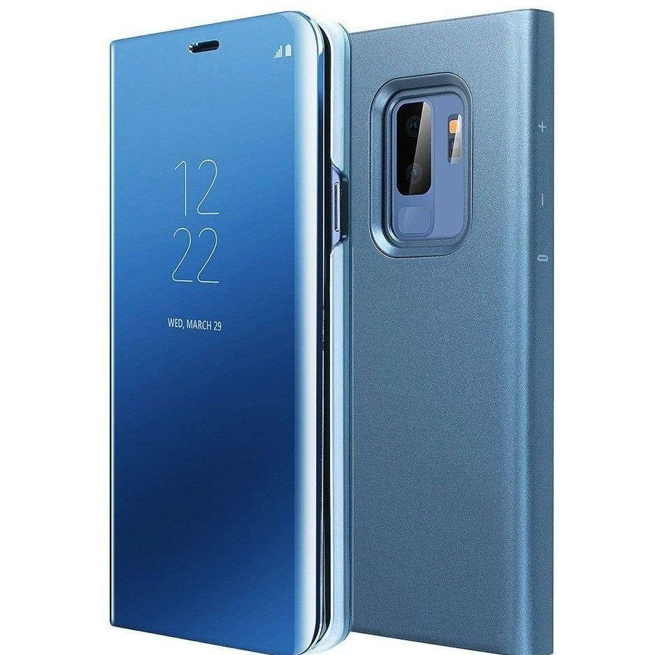 Husa de Protectie Tip Carte, pentru Xiaomi Mi 10, Flip Cover Oglinda, din Piele Ecologica si PC, Albastră