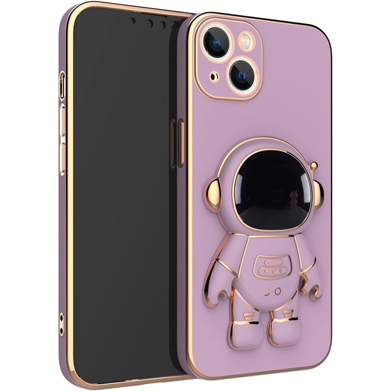 Husa de Protectie TPU 2in1, pentru Apple iPhone 14 Plus, Astronaut cu Suport, Antisoc, Rezistenta la Impact, Protectie Camera, Mov
