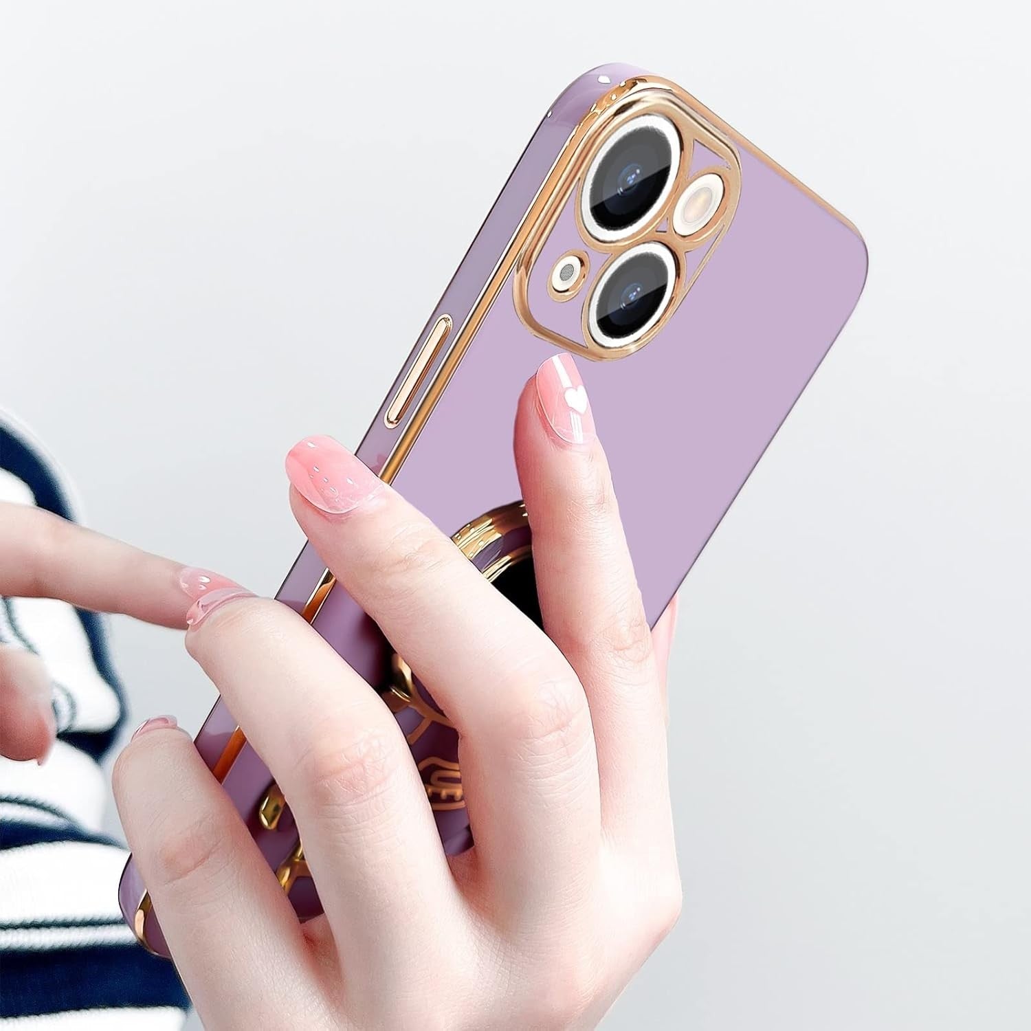Husa de Protectie TPU 2in1, pentru Apple iPhone 14 Plus, Astronaut cu Suport, Antisoc, Rezistenta la Impact, Protectie Camera, Mov