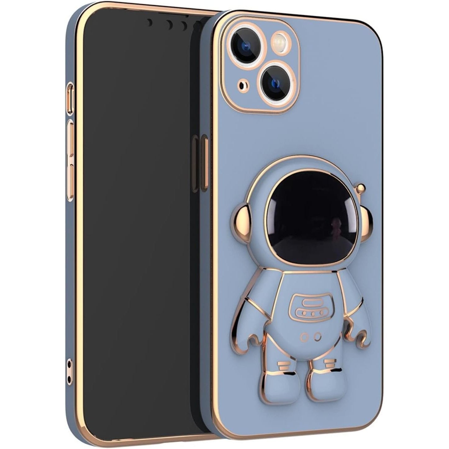 Husa de Protectie TPU 2in1, pentru Apple iPhone 14 Plus, Astronaut cu Suport, Antisoc, Rezistenta la Impact, Protectie Camera, Albastru