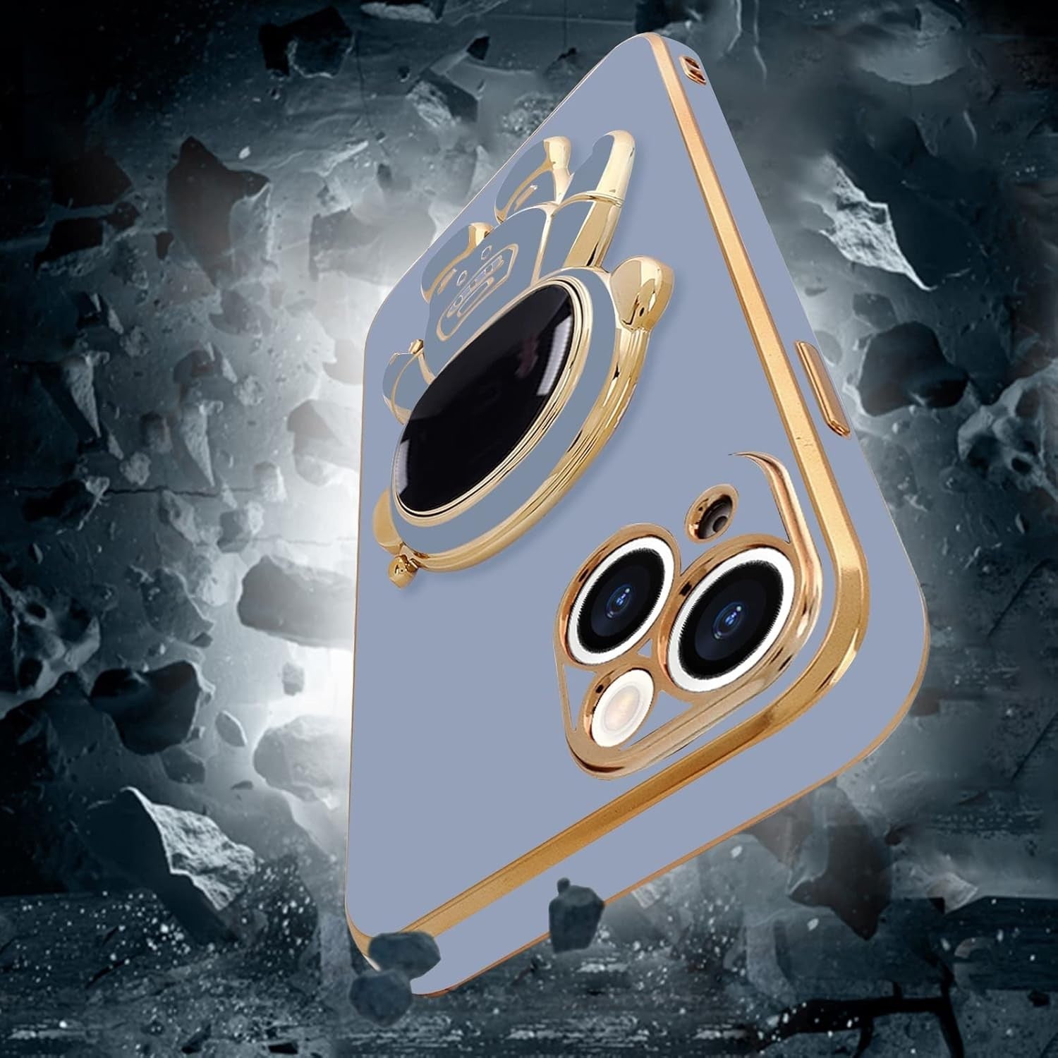 Husa de Protectie TPU 2in1, pentru Apple iPhone 14 Plus, Astronaut cu Suport, Antisoc, Rezistenta la Impact, Protectie Camera, Albastru