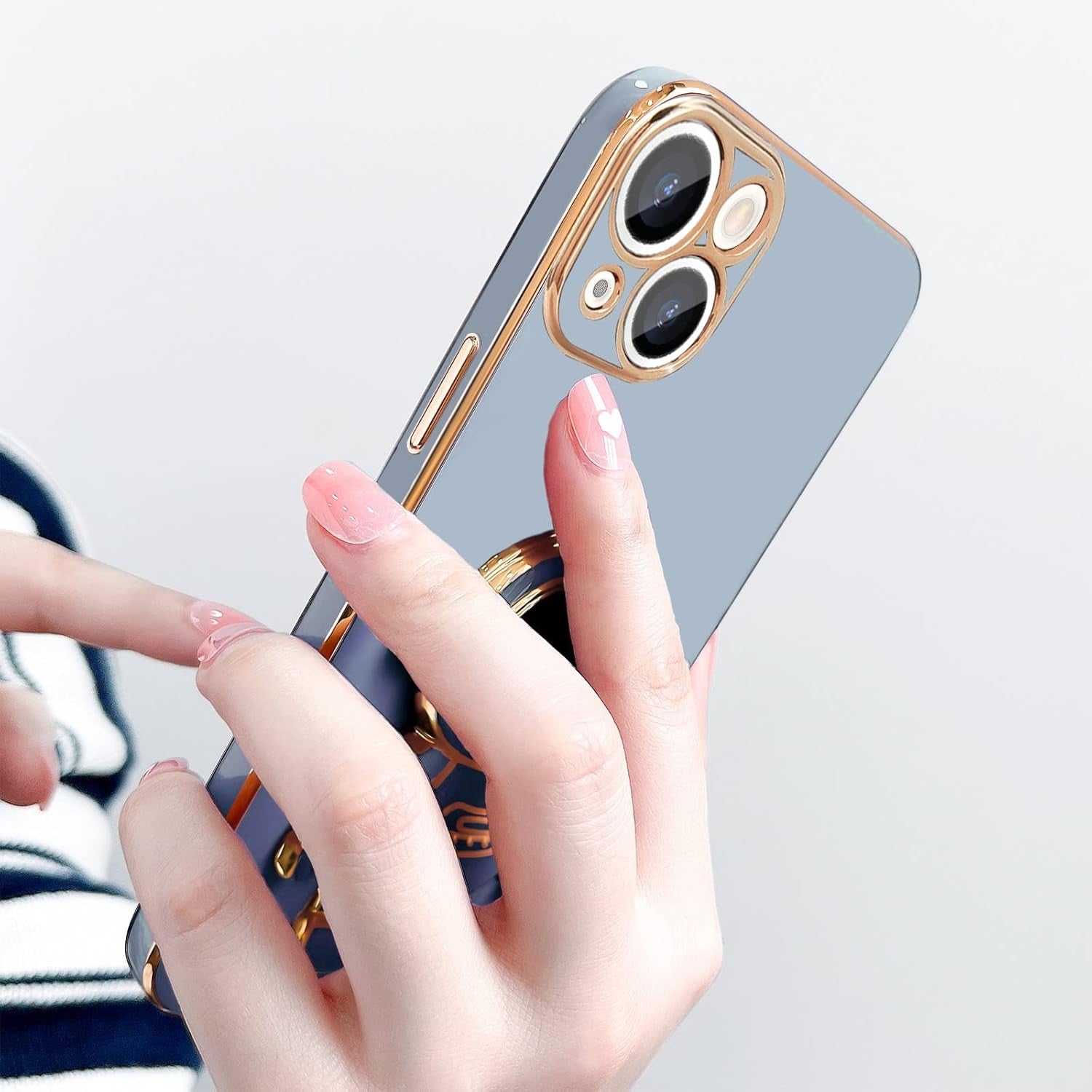 Husa de Protectie TPU 2in1, pentru Apple iPhone 14 Plus, Astronaut cu Suport, Antisoc, Rezistenta la Impact, Protectie Camera, Albastru