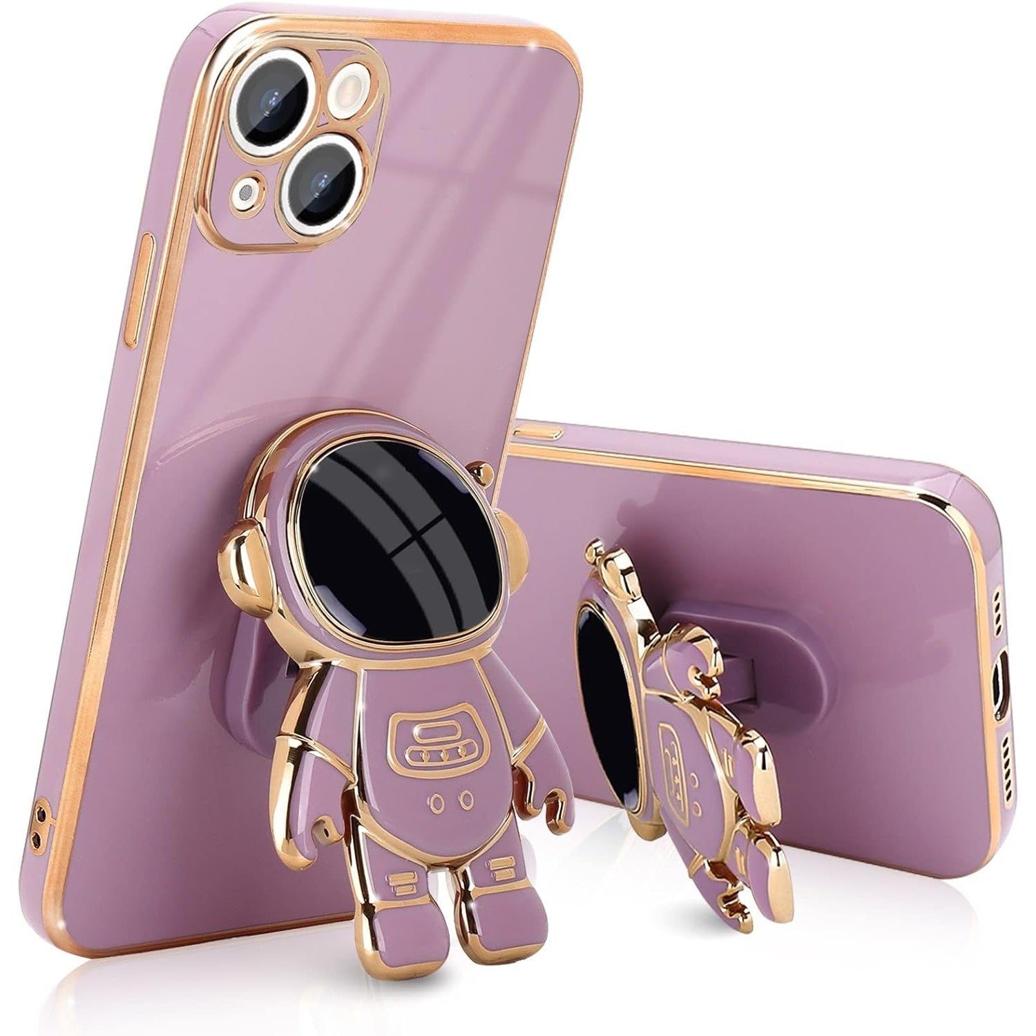 Husa de Protectie TPU 2in1, pentru Apple iPhone 14 Plus, Astronaut cu Suport, Antisoc, Rezistenta la Impact, Protectie Camera, Mov