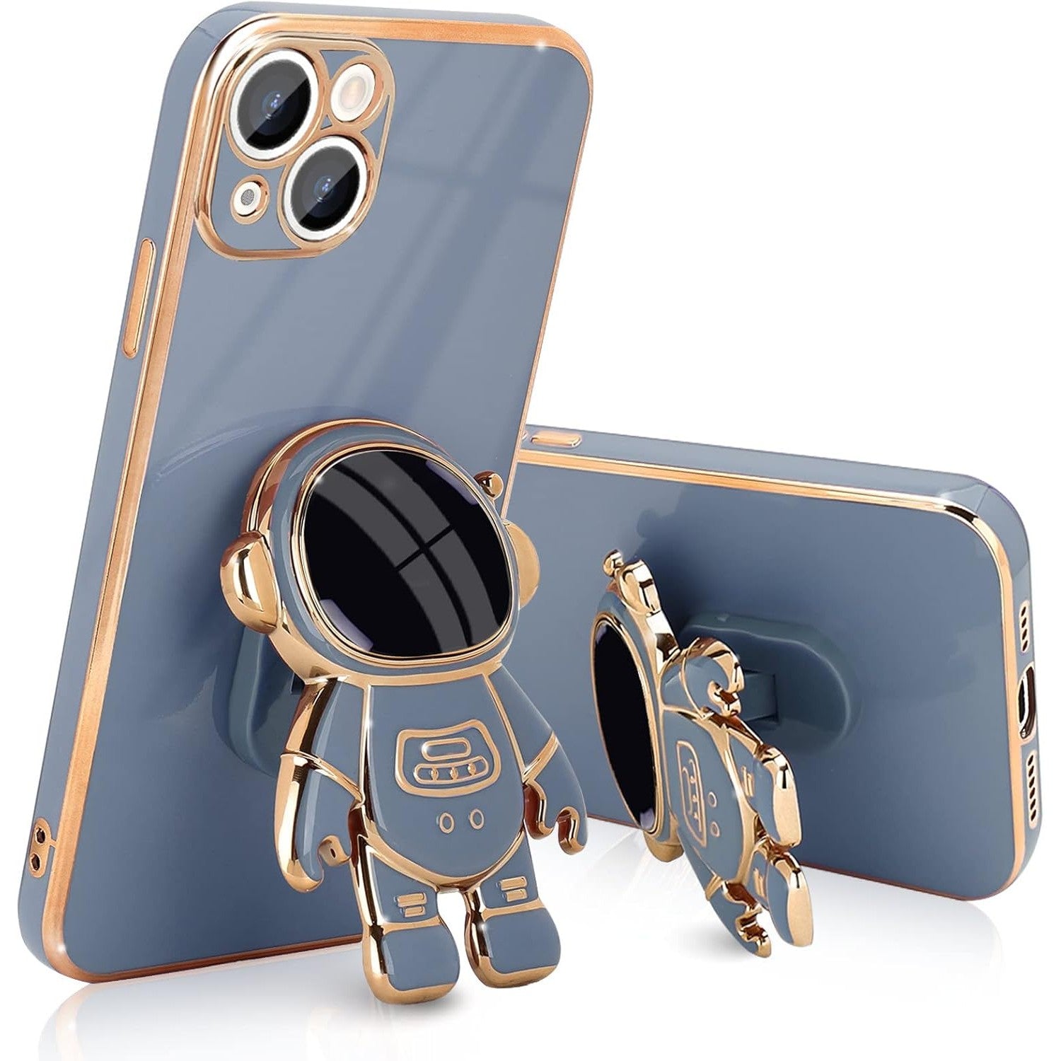 Husa de Protectie TPU 2in1, pentru Apple iPhone 14 Plus, Astronaut cu Suport, Antisoc, Rezistenta la Impact, Protectie Camera, Albastru