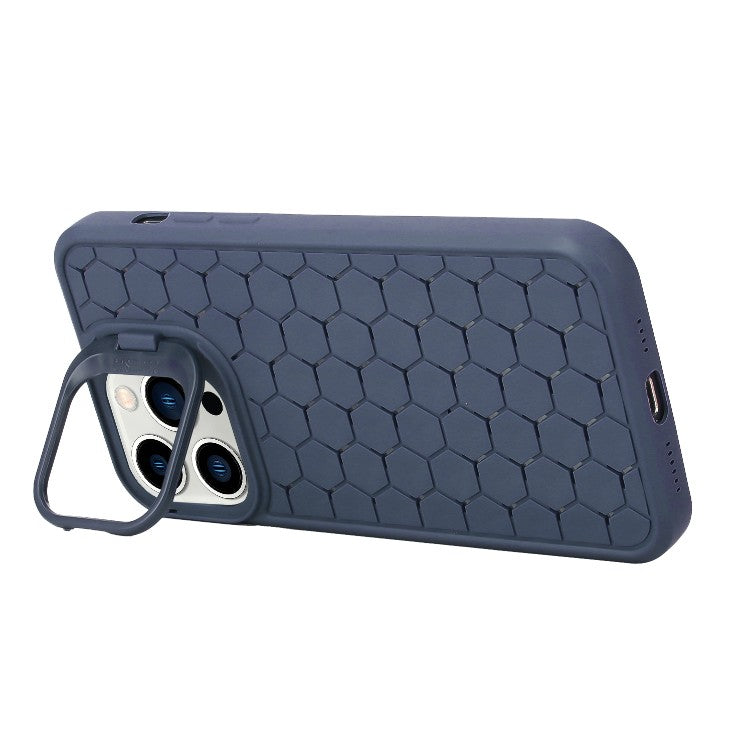 Husa de Protectie TPU, pentru Apple iPhone 15 Pro, 3D Cube, cu Inel, Protectie Camera, Antisoc, Antizgariere, Antialunecare, Acoperire Completa, Albastru