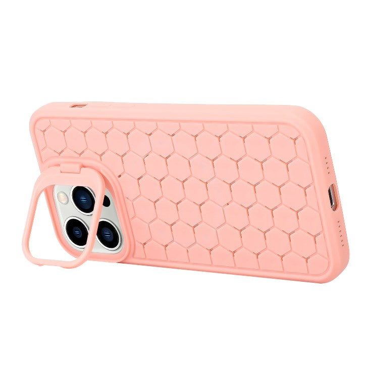 Husa de Protectie TPU, pentru Apple iPhone 15 Pro, 3D Cube, cu Inel, Protectie Camera, Antisoc, Antizgariere, Antialunecare, Acoperire Completa, Roz