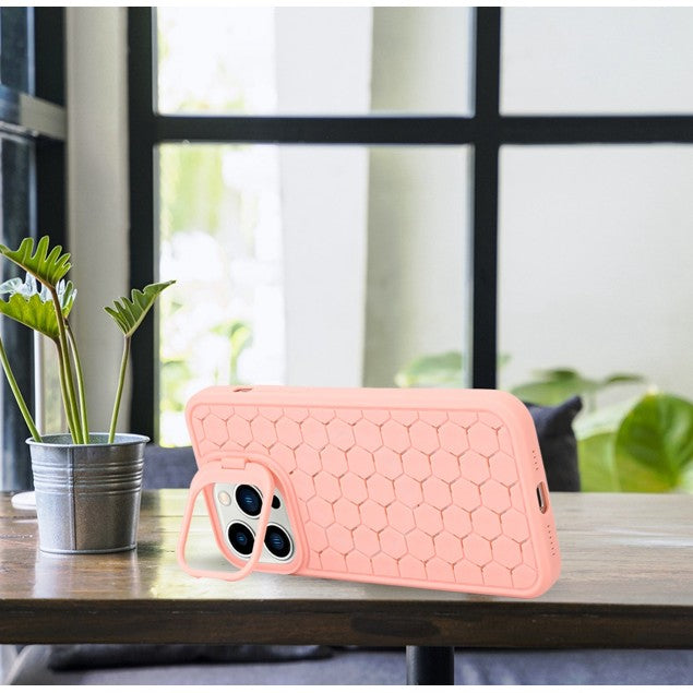 Husa de Protectie TPU, pentru Apple iPhone 15 Pro, 3D Cube, cu Inel, Protectie Camera, Antisoc, Antizgariere, Antialunecare, Acoperire Completa, Roz