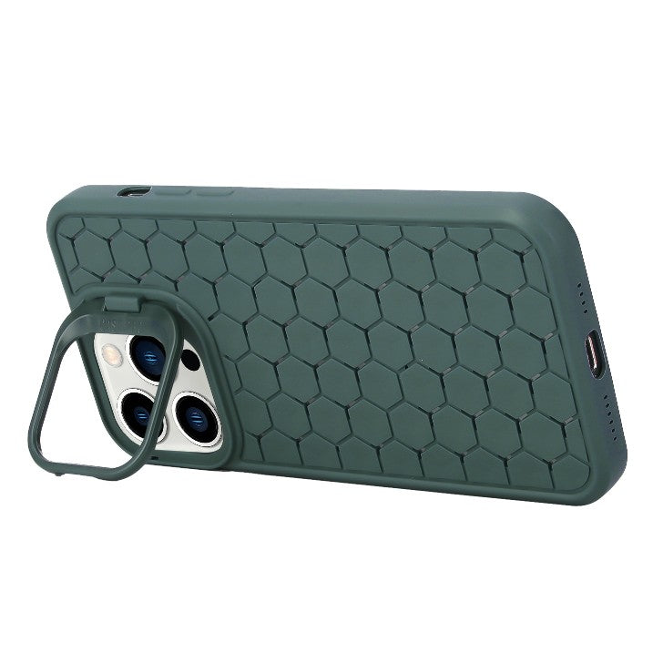 Husa de Protectie TPU, pentru Apple iPhone 15 Pro, 3D Cube, cu Inel, Protectie Camera, Antisoc, Antizgariere, Antialunecare, Acoperire Completa, Verde