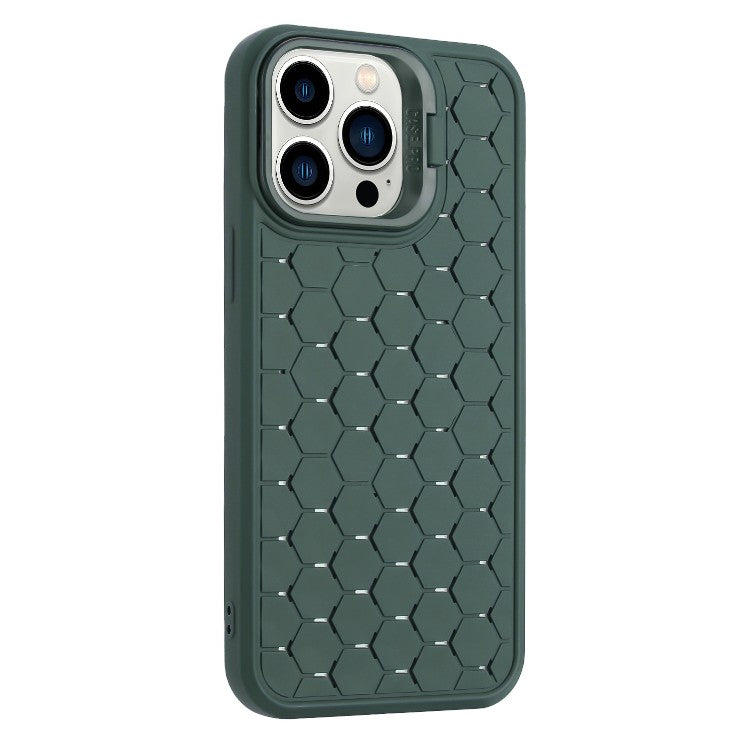 Husa de Protectie TPU, pentru Apple iPhone 15 Pro, 3D Cube, cu Inel, Protectie Camera, Antisoc, Antizgariere, Antialunecare, Acoperire Completa, Verde