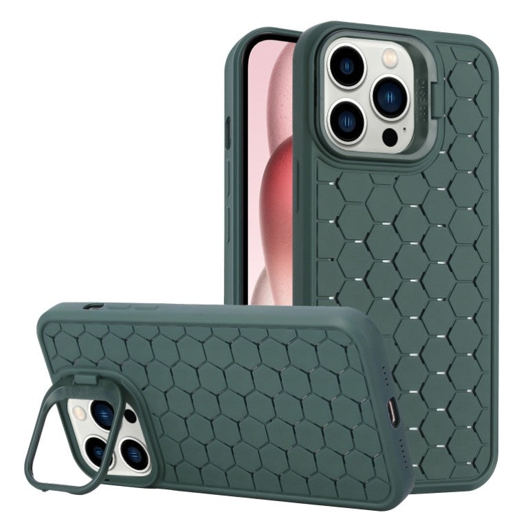 Husa de Protectie TPU, pentru Apple iPhone 15 Pro, 3D Cube, cu Inel, Protectie Camera, Antisoc, Antizgariere, Antialunecare, Acoperire Completa, Verde