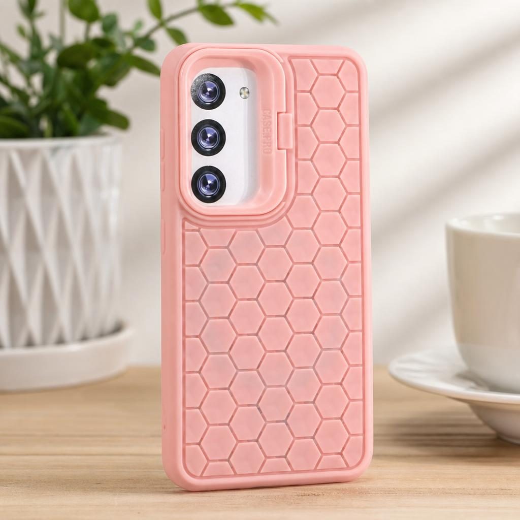 Husa de Protectie TPU, pentru Samsung Galaxy S23, 3D Cube, cu Inel, Protectie Camera, Antisoc, Antizgariere, Antialunecare, Acoperire Completa, Roz