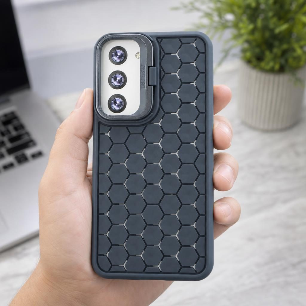 Husa de Protectie TPU, pentru Samsung Galaxy S23, 3D Cube, cu Inel, Protectie Camera, Antisoc, Antizgariere, Antialunecare, Acoperire Completa, Albastru