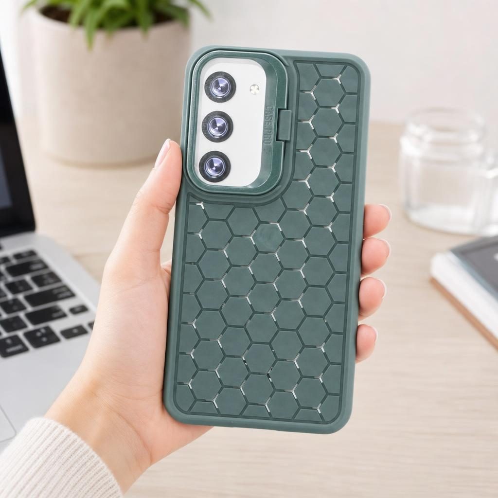 Husa de Protectie TPU, pentru Samsung Galaxy S23, 3D Cube, cu Inel, Protectie Camera, Antisoc, Antizgariere, Antialunecare, Acoperire Completa, Verde