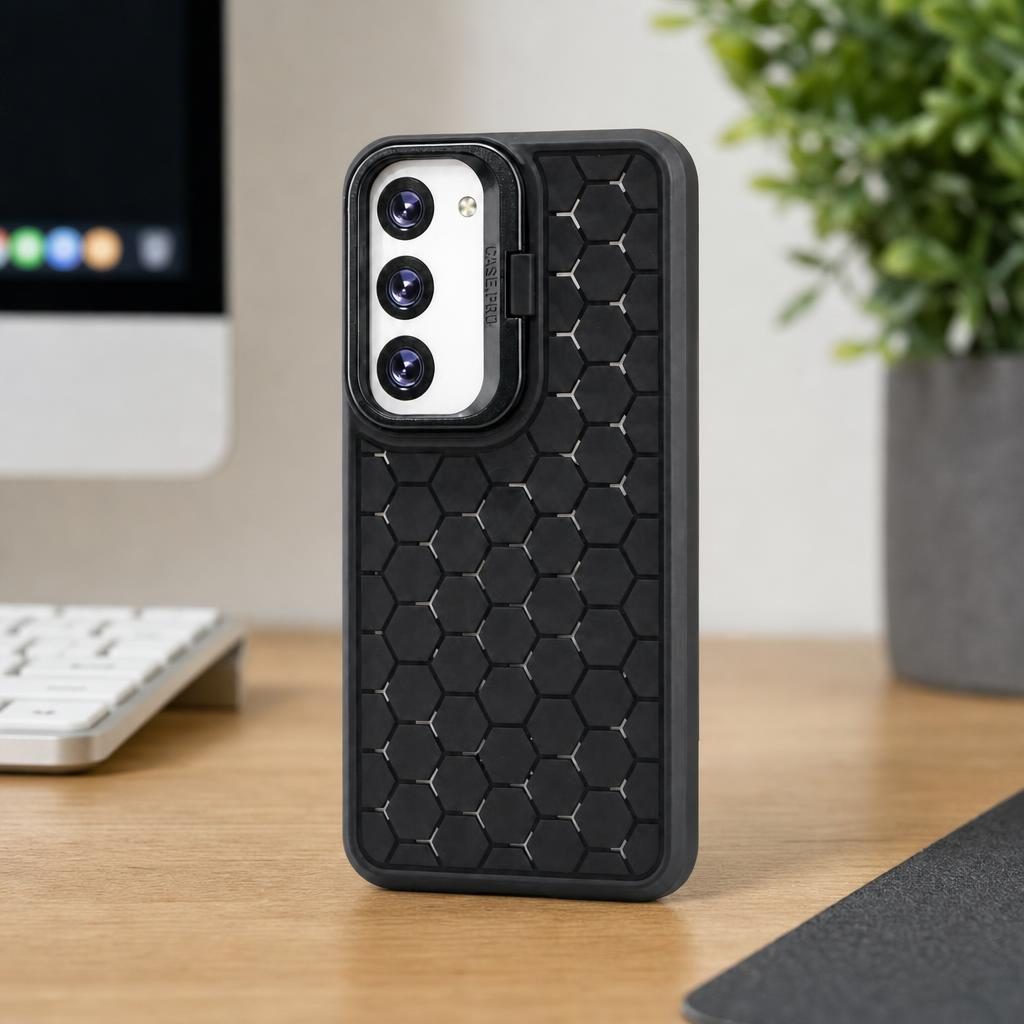 Husa de Protectie TPU, pentru Samsung Galaxy S23, 3D Cube, cu Inel, Protectie Camera, Antisoc, Antizgariere, Antialunecare, Acoperire Completa, Negru
