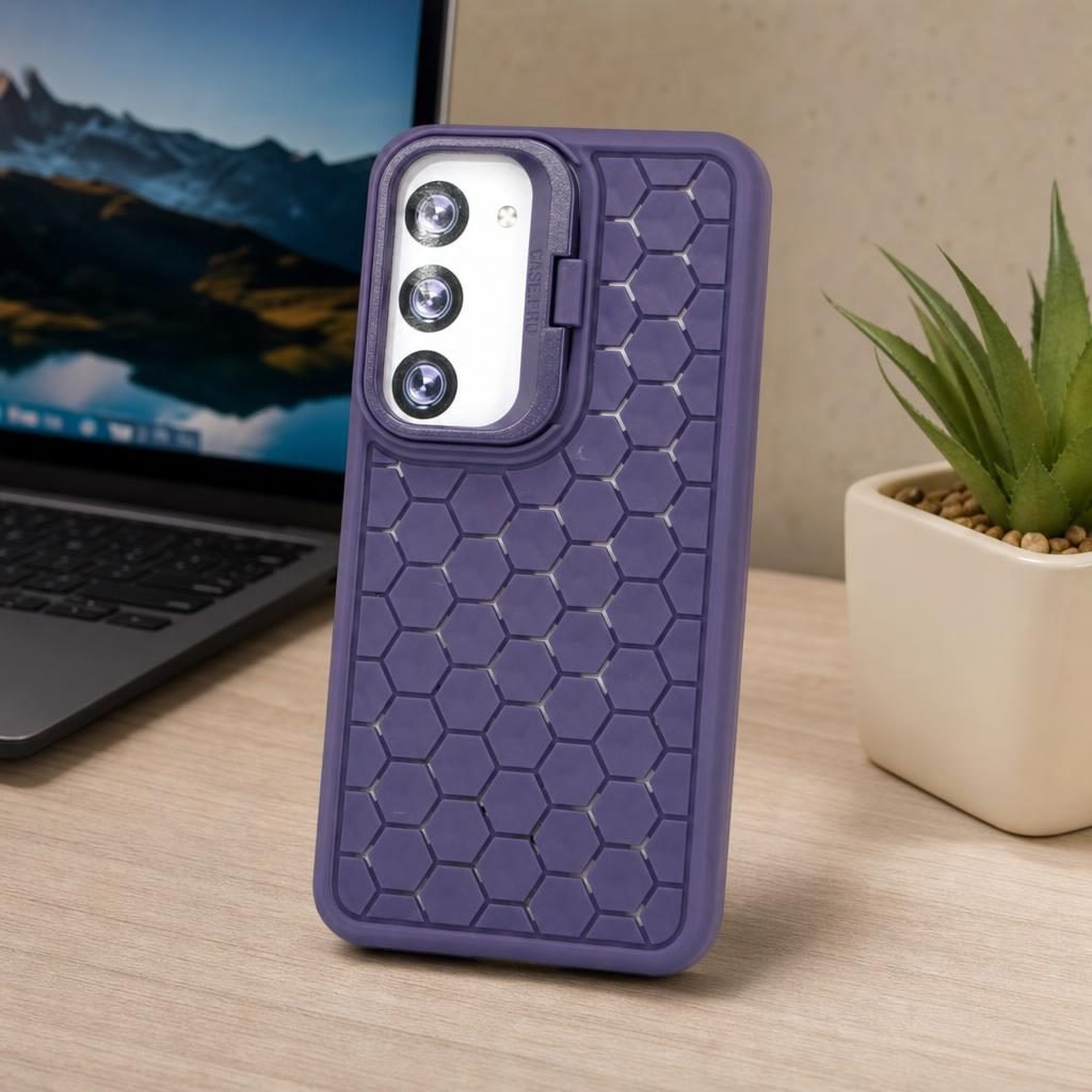 Husa de Protectie TPU, pentru Samsung Galaxy S23, 3D Cube, cu Inel, Protectie Camera, Antisoc, Antizgariere, Antialunecare, Acoperire Completa, Mov