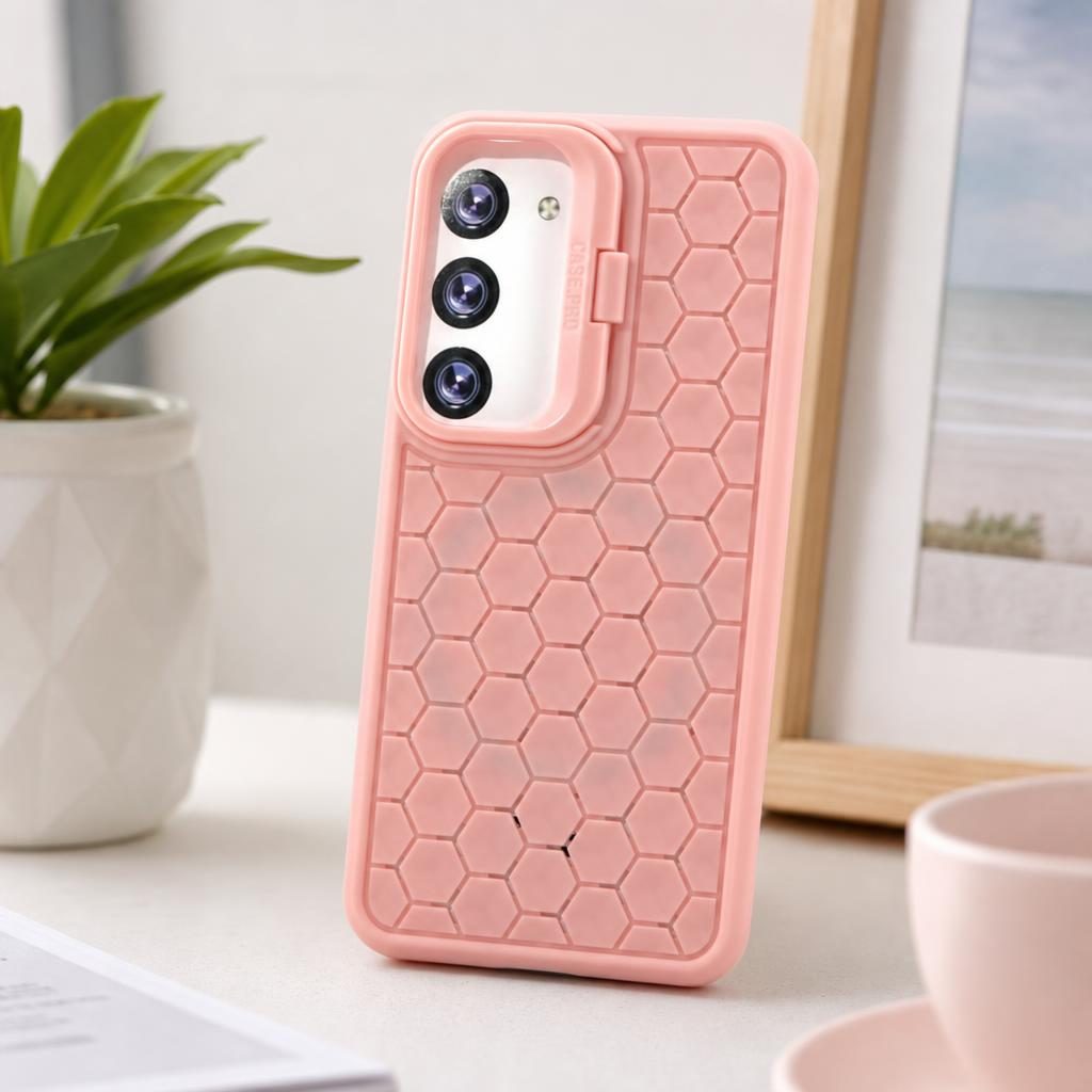 Husa de Protectie TPU, pentru Samsung Galaxy S23, 3D Cube, cu Inel, Protectie Camera, Antisoc, Antizgariere, Antialunecare, Acoperire Completa, Roz