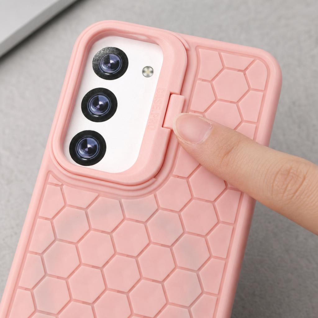 Husa de Protectie TPU, pentru Samsung Galaxy S23, 3D Cube, cu Inel, Protectie Camera, Antisoc, Antizgariere, Antialunecare, Acoperire Completa, Roz