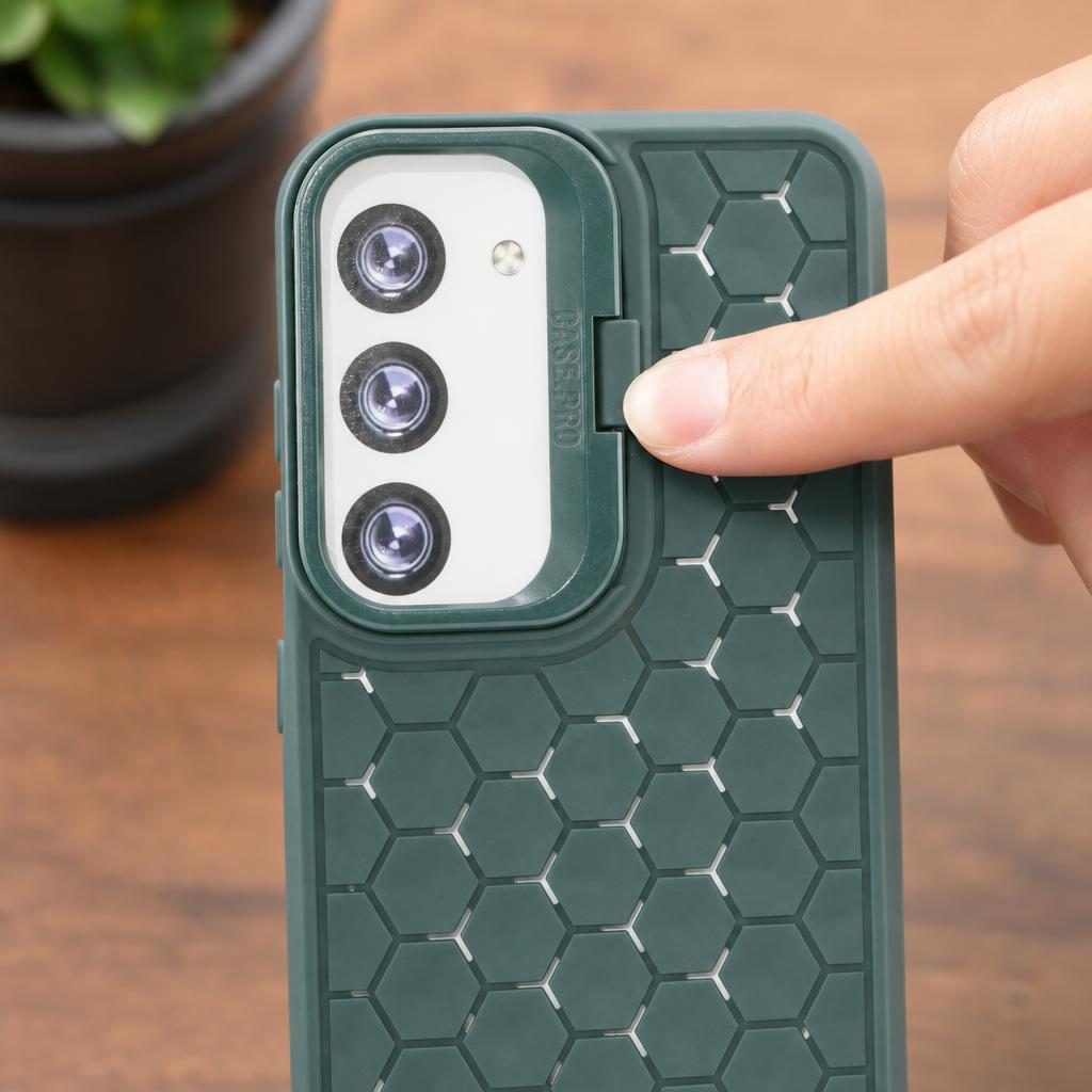 Husa de Protectie TPU, pentru Samsung Galaxy S23, 3D Cube, cu Inel, Protectie Camera, Antisoc, Antizgariere, Antialunecare, Acoperire Completa, Verde