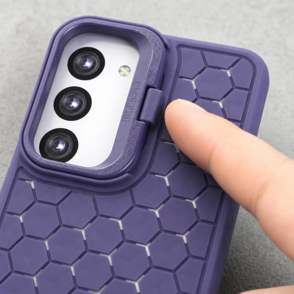 Husa de Protectie TPU, pentru Samsung Galaxy S23, 3D Cube, cu Inel, Protectie Camera, Antisoc, Antizgariere, Antialunecare, Acoperire Completa, Mov