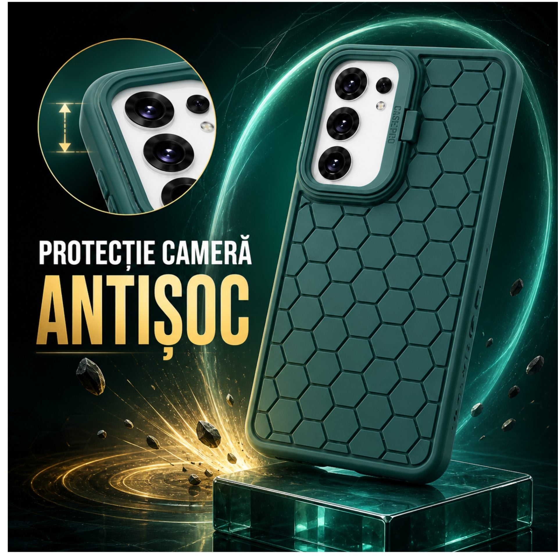 Husa de Protectie TPU, pentru Samsung Galaxy S23 Plus, 3D Cube, cu Inel, Protectie Camera, Antisoc, Antizgariere, Antialunecare, Acoperire Completa, Verde