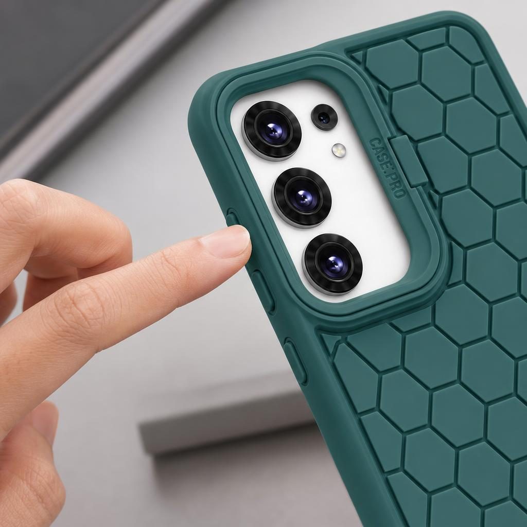 Husa de Protectie TPU, pentru Samsung Galaxy S23 Plus, 3D Cube, cu Inel, Protectie Camera, Antisoc, Antizgariere, Antialunecare, Acoperire Completa, Verde