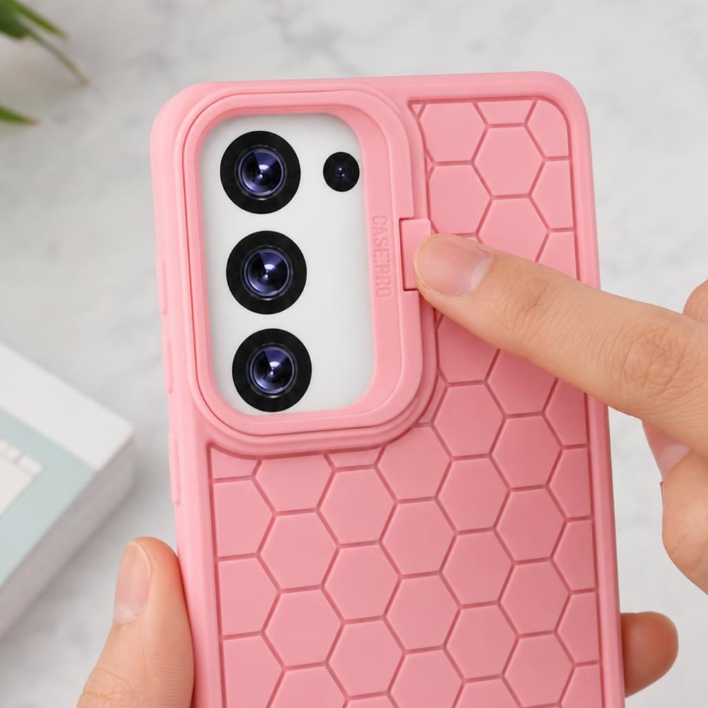 Husa de Protectie TPU, pentru Samsung Galaxy S23 Plus, 3D Cube, cu Inel, Protectie Camera, Antisoc, Antizgariere, Antialunecare, Acoperire Completa, Roz