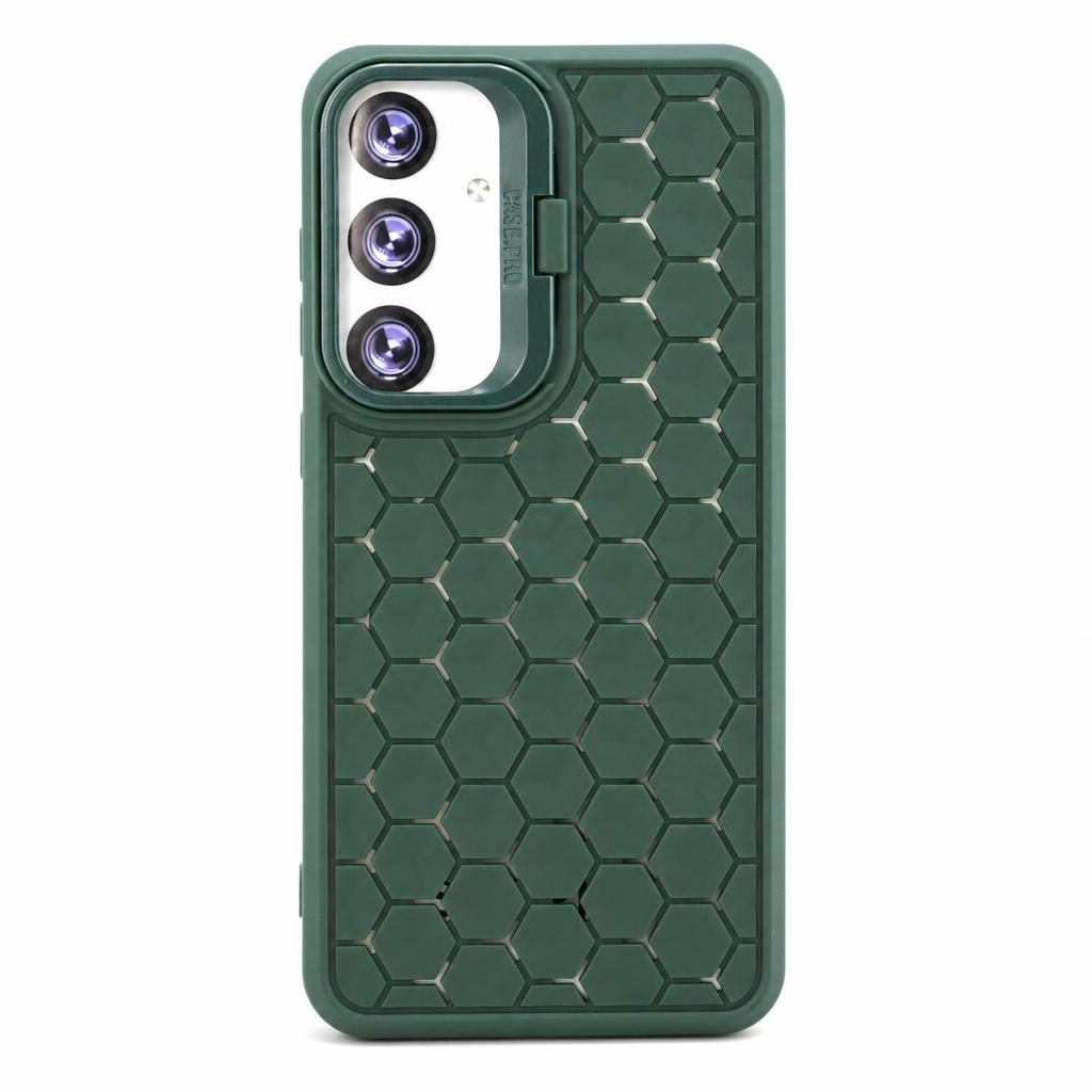 Husa de Protectie TPU, pentru Samsung Galaxy S24, 3D Cube, cu Inel, Protectie Camera, Antisoc, Antizgariere, Antialunecare, Acoperire Completa, Verde