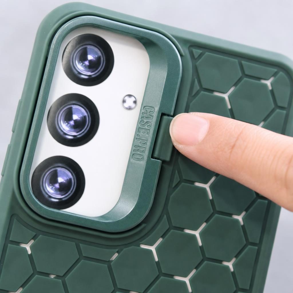 Husa de Protectie TPU, pentru Samsung Galaxy S24, 3D Cube, cu Inel, Protectie Camera, Antisoc, Antizgariere, Antialunecare, Acoperire Completa, Verde
