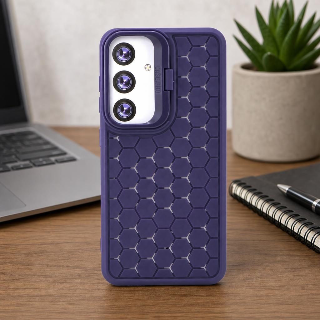 Husa de Protectie TPU, pentru Samsung Galaxy S24, 3D Cube, cu Inel, Protectie Camera, Antisoc, Antizgariere, Antialunecare, Acoperire Completa, Mov