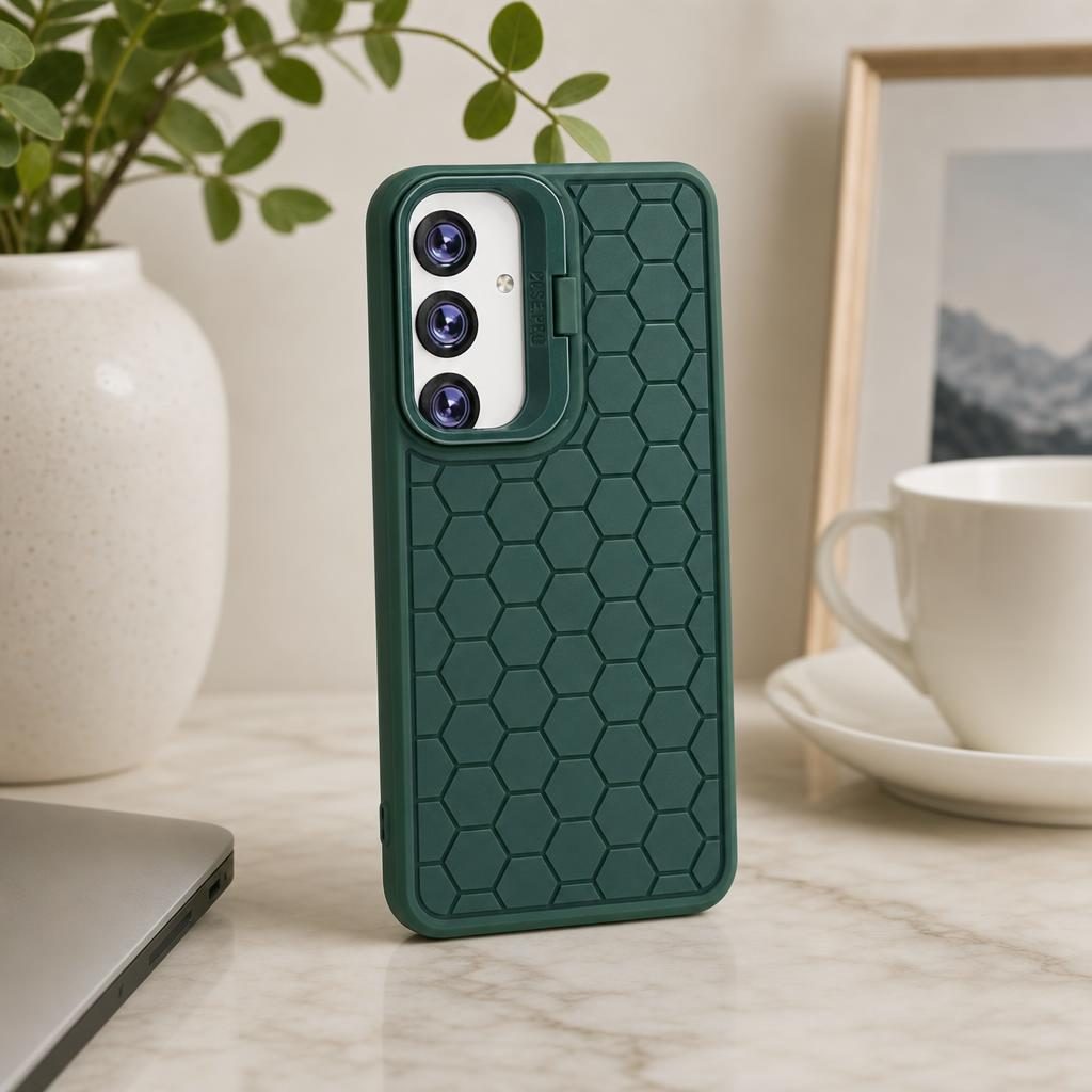 Husa de Protectie TPU, pentru Samsung Galaxy S24 Plus, 3D Cube, cu Inel, Protectie Camera, Antisoc, Antizgariere, Antialunecare, Acoperire Completa, Verde