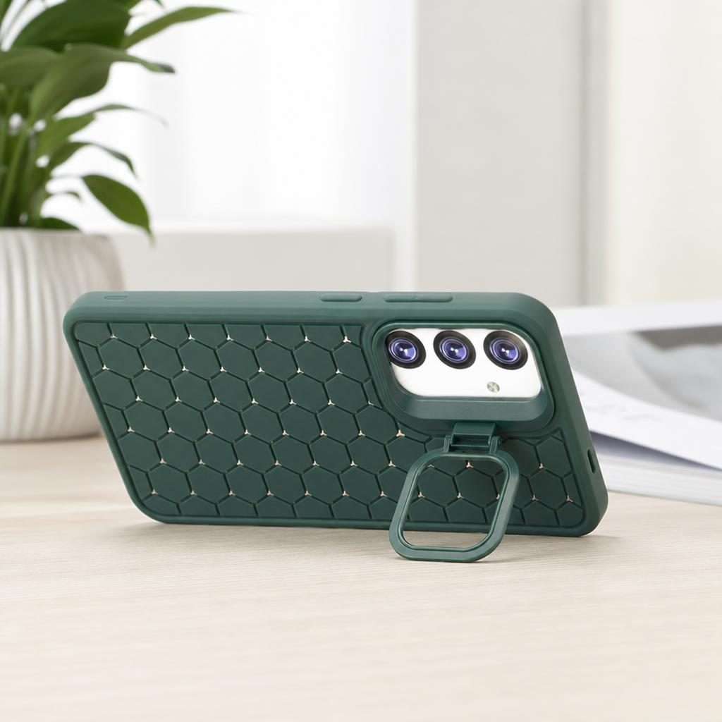 Husa de Protectie TPU, pentru Samsung Galaxy S24 Plus, 3D Cube, cu Inel, Protectie Camera, Antisoc, Antizgariere, Antialunecare, Acoperire Completa, Verde