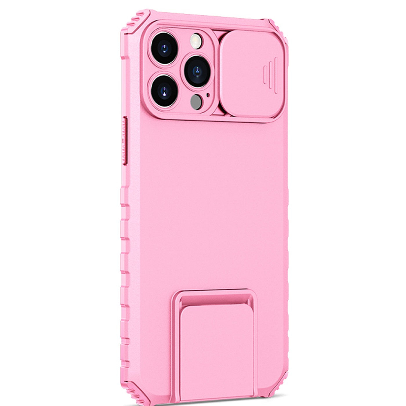 Husa Defender cu Stand pentru Samsung Galaxy A02s/ A03s, Roz, Suport reglabil, Antisoc, Protectie glisanta pentru camera