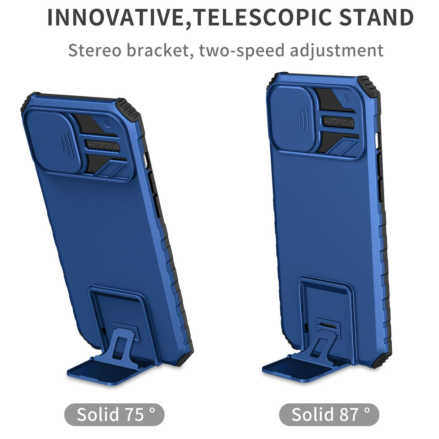 Husa Defender cu Stand pentru Samsung Galaxy A03, Albastru, Suport reglabil, Antisoc, Protectie glisanta pentru camera