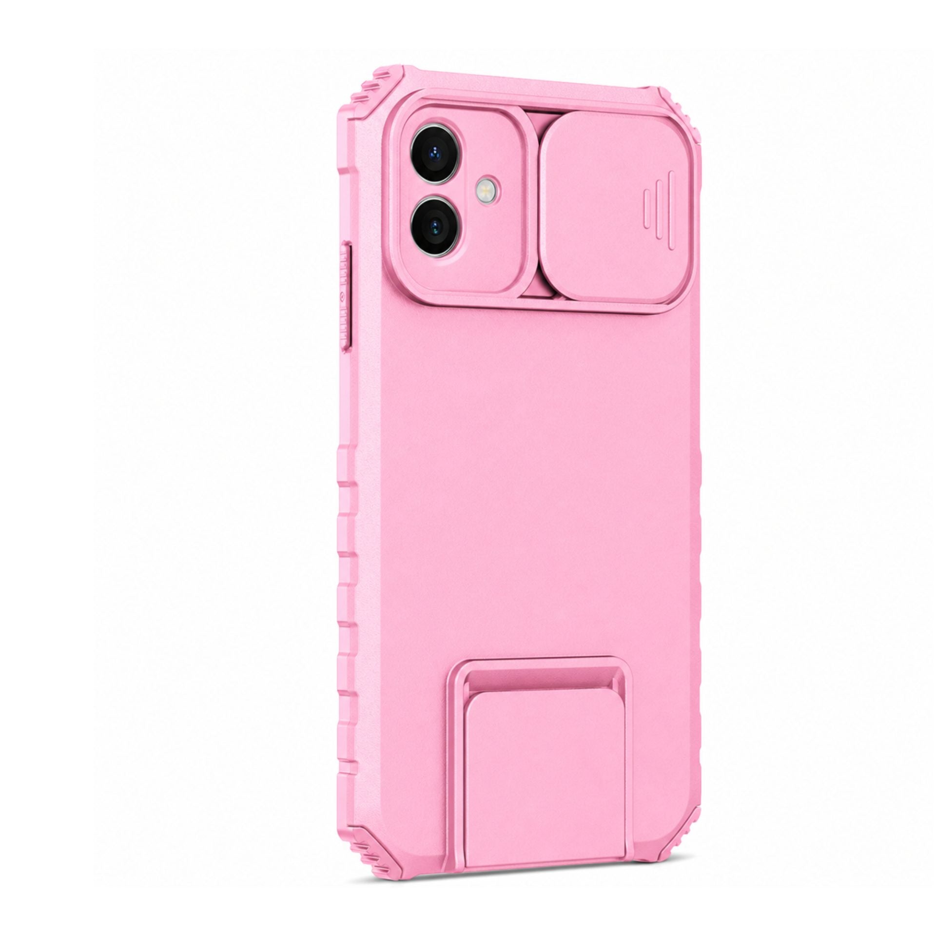 Husa Defender cu Stand pentru Samsung Galaxy A03, Roz, Suport reglabil, Antisoc, Protectie glisanta pentru camera