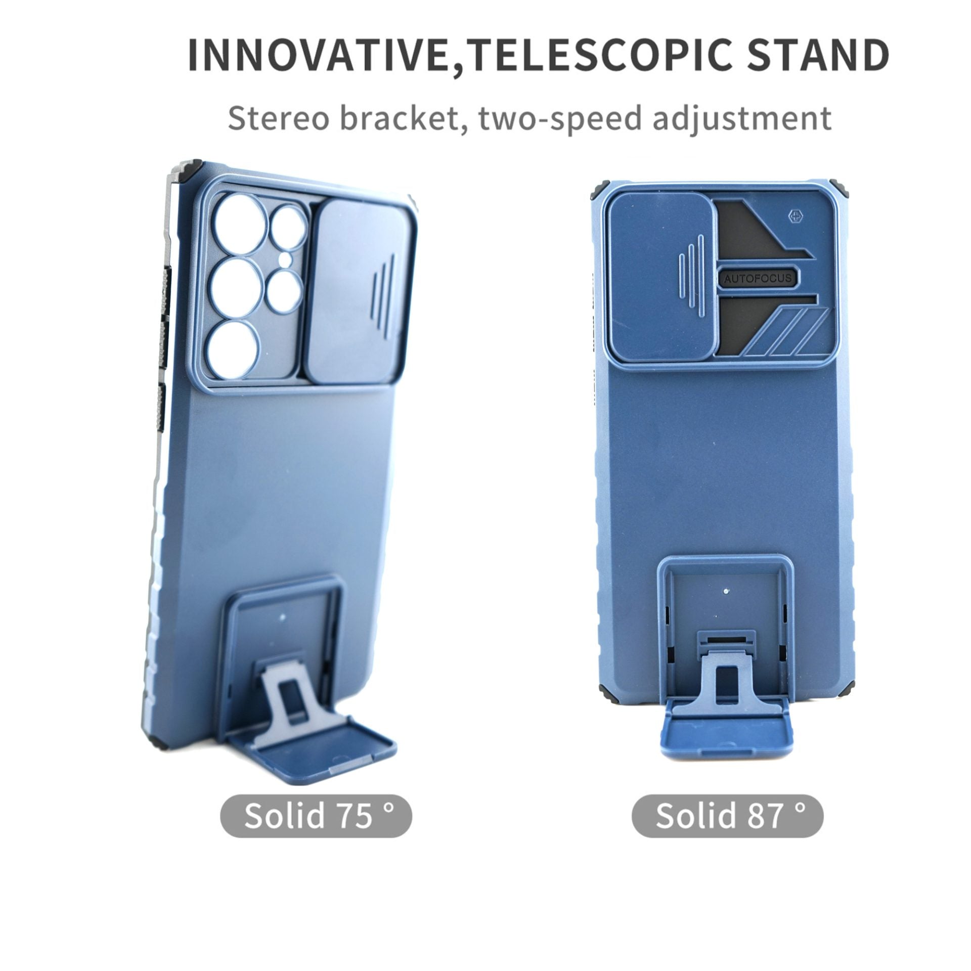 Husa Defender cu Stand pentru Samsung Galaxy A53 5G, Albastru, Suport reglabil, Antisoc, Protectie glisanta pentru camera