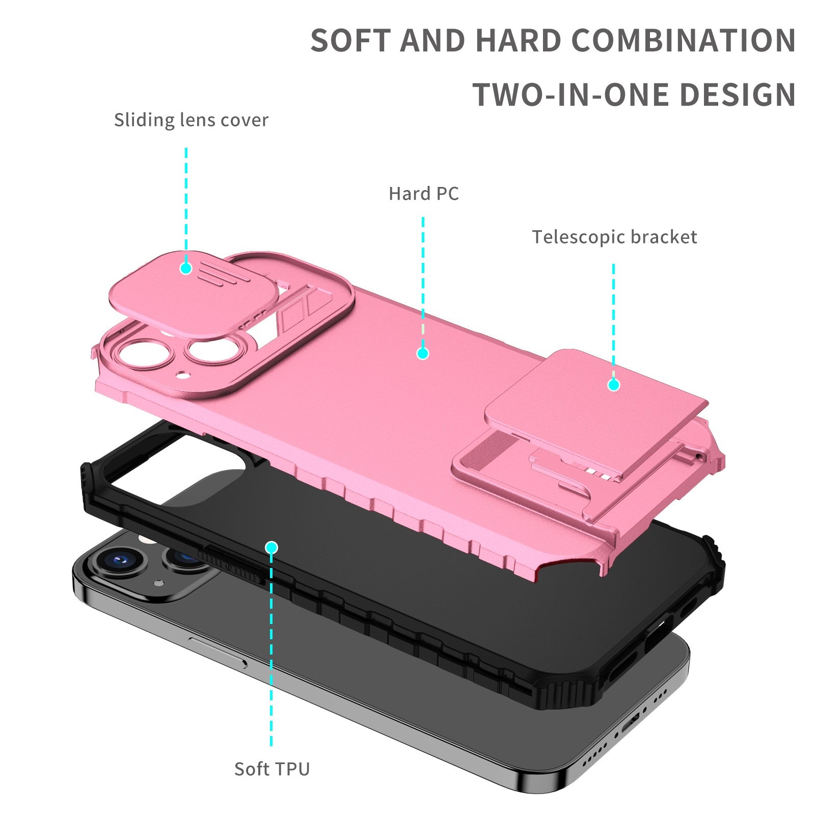 Husa Defender cu Stand pentru Samsung Galaxy S22 Plus, Roz, Suport reglabil, Antisoc, Protectie glisanta pentru camera