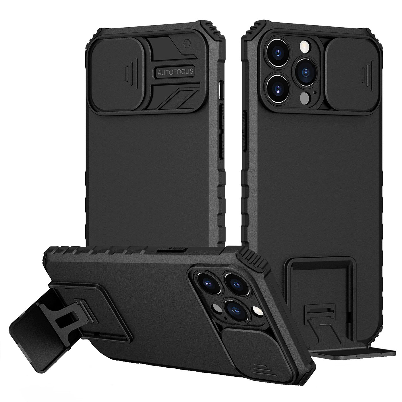 Husa Defender cu Stand pentru Samsung Galaxy S22 Ultra, Negru, Suport reglabil, Antisoc, Protectie glisanta pentru camera