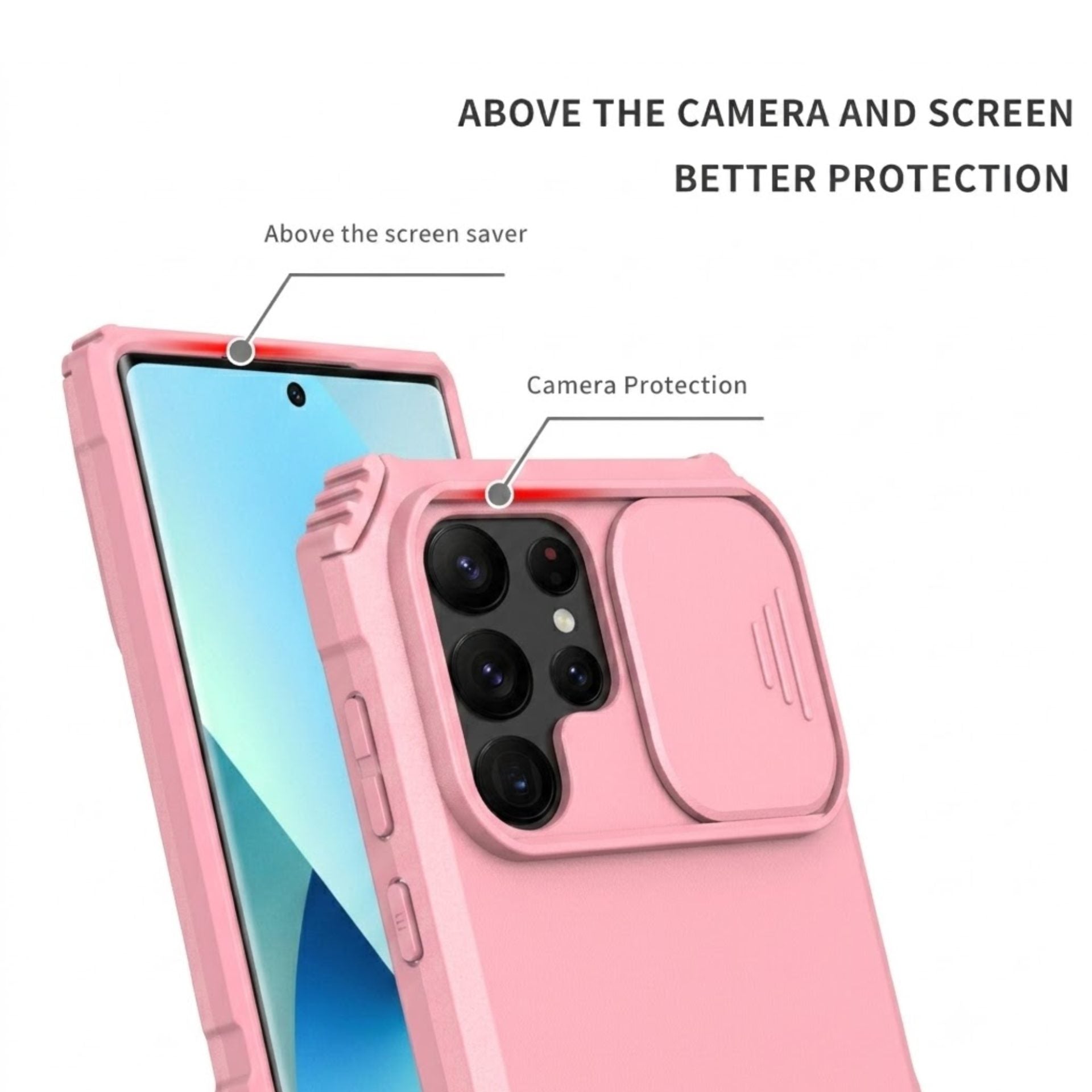 Husa Defender cu Stand pentru Samsung Galaxy S22 Ultra, Roz, Suport reglabil, Antisoc, Protectie glisanta pentru camera