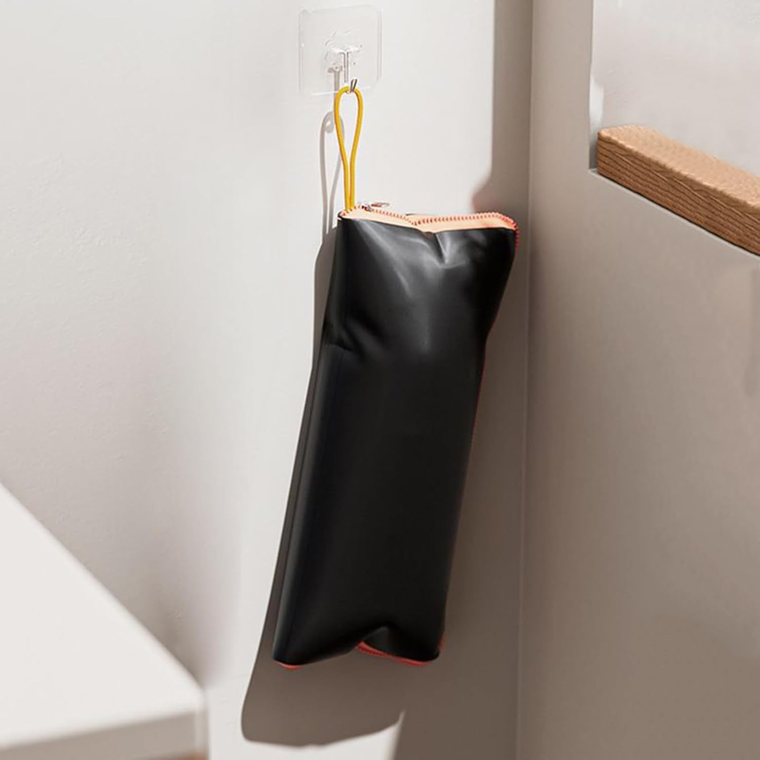 Husa Depozitare Umbrela, Impermeabila, Interior Microfibra, cu Fermoar, 28 x 12 cm, Negru/Portocaliu