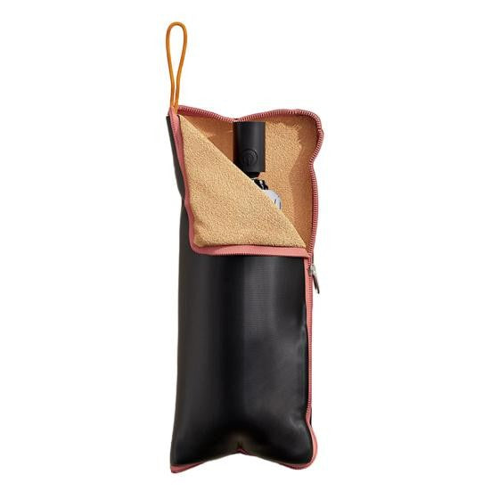Husa Depozitare Umbrela, Impermeabila, Interior Microfibra, cu Fermoar, 28 x 12 cm, Negru/Portocaliu