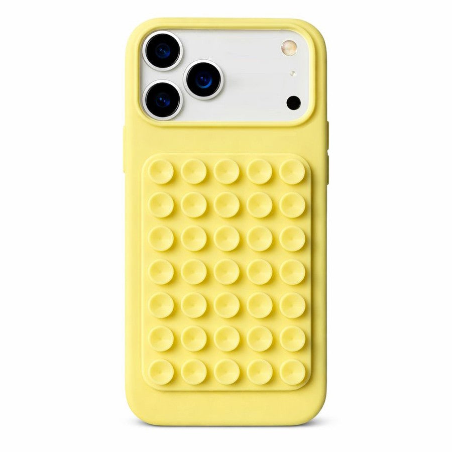Husa din Silicon pentru iPhone 17 Pro Max, Carcasa de Protectie cu Ventuze, din Cauciuc Moale Rezistenta la Socuri, Galben