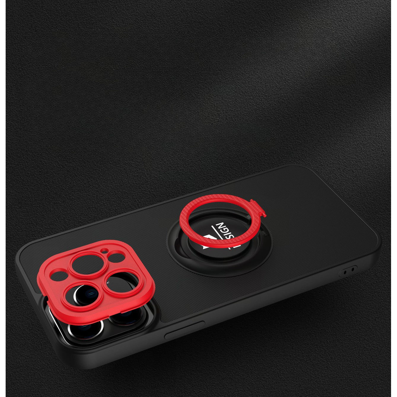 Husa de protectie Eagle eye pentru Apple iPhone 12, Rezistenta la socuri, Protectie camera, Cu inel de prindere magnetic rosu, Flippy, Negru