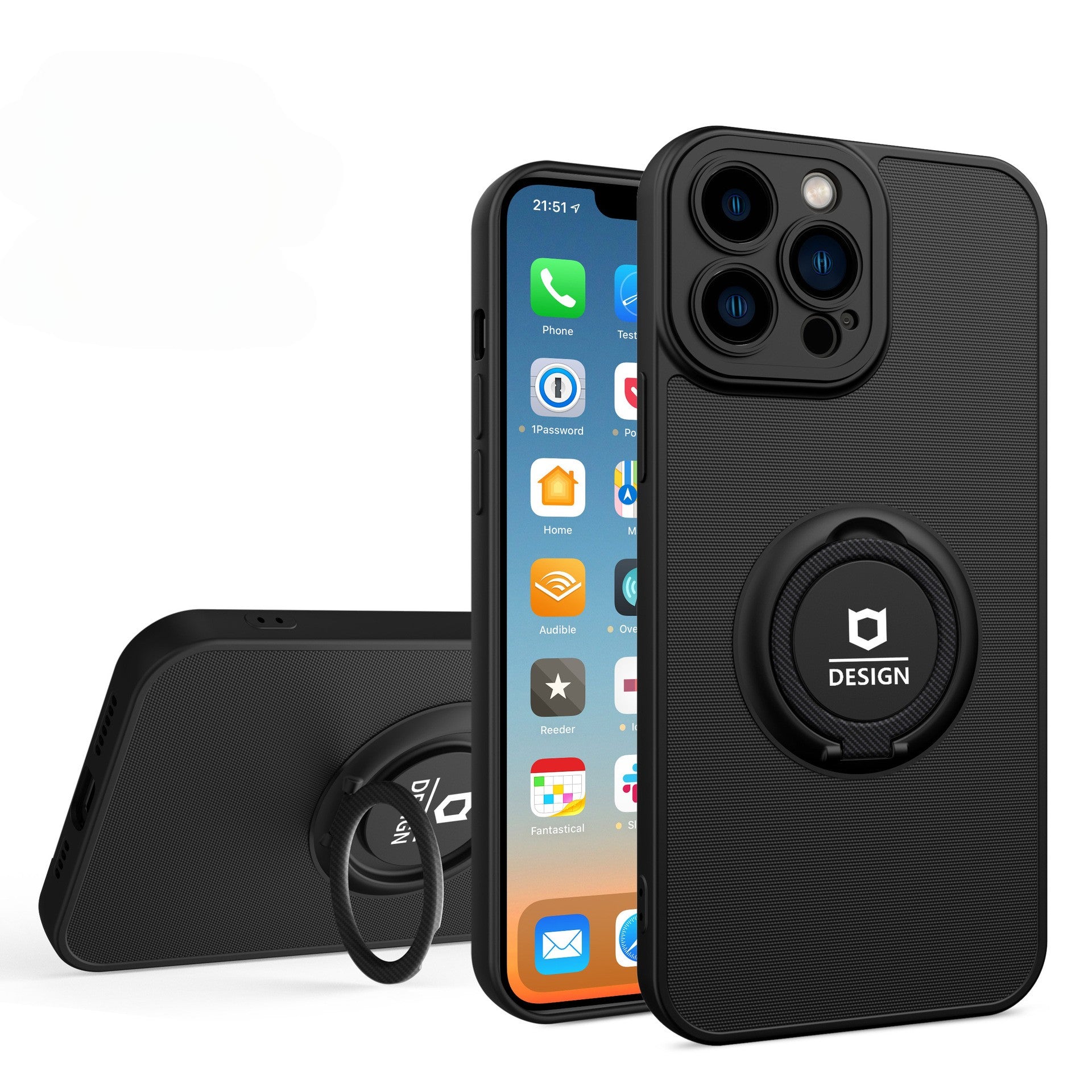 Husa de protectie Eagle eye pentru Apple iPhone 12 Pro, Rezistenta la socuri, Protectie camera, Cu inel de prindere magnetic negru, Flippy, Negru