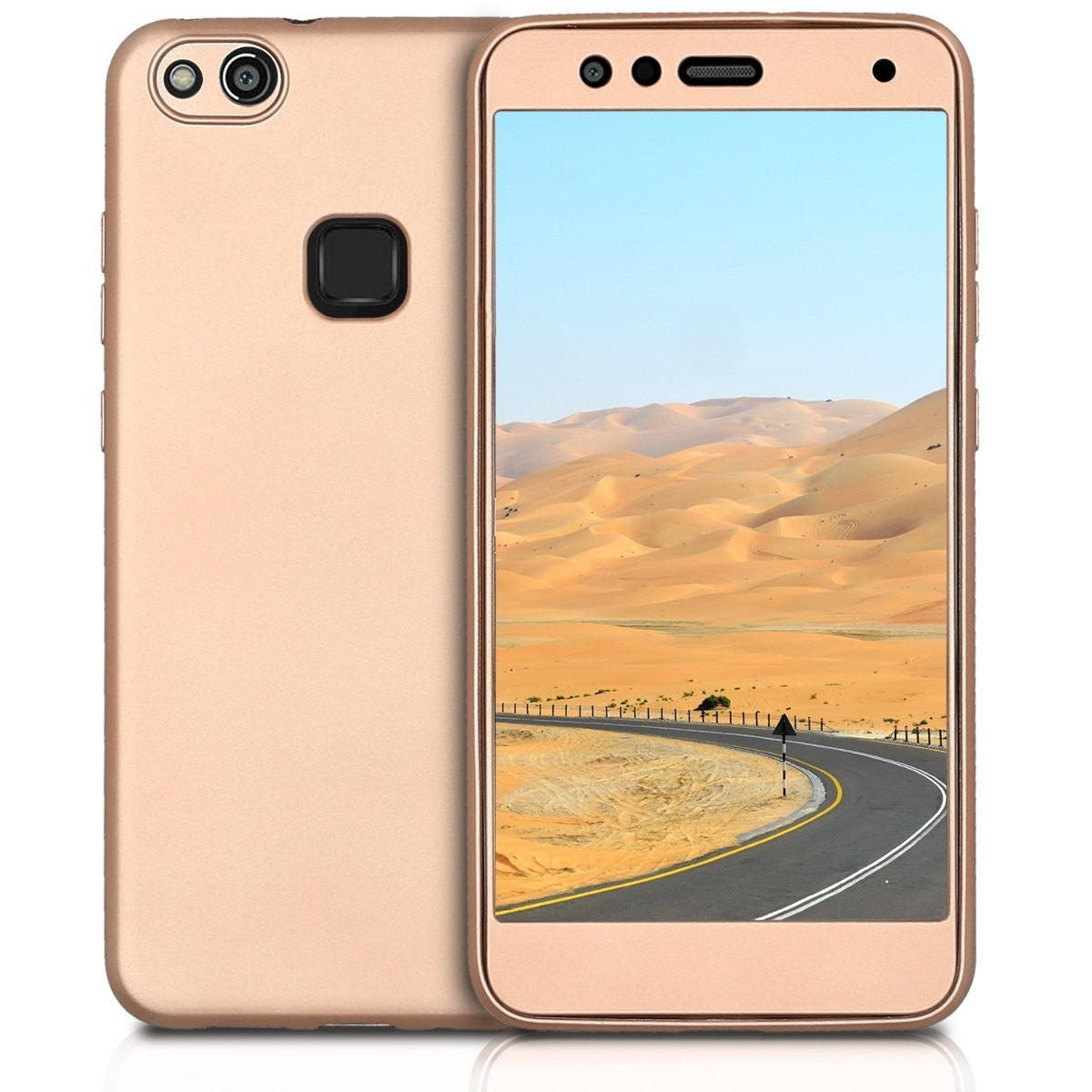 Husa Huawei P10 Lite Full Silicone 360 Auriu + Folie de protectie