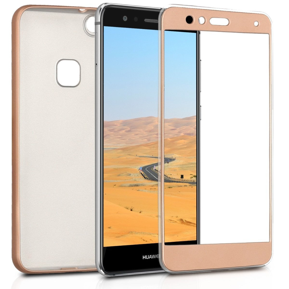 Husa Huawei P10 Lite Full Silicone 360 Auriu + Folie de protectie