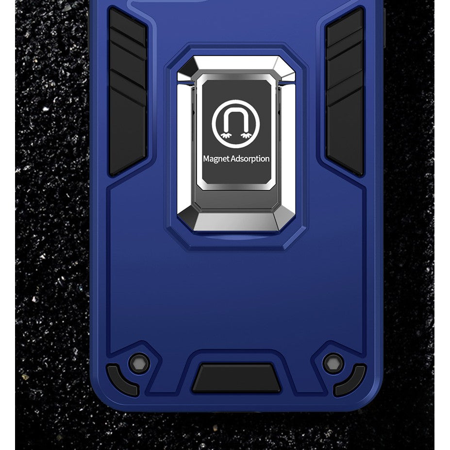Husa Iron Warriors pentru iPhone 14 Pro Max, Hybrid Ring Holder Kickstand, Albastru inchis
