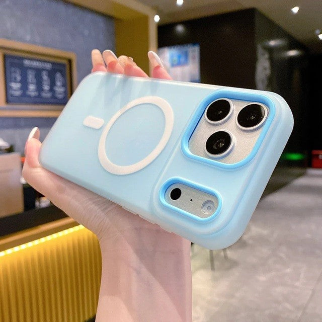 Husa Telefon Jelly Magnetic 2in1, Flippy, Compatibila cu Apple iPhone 17 Pro, din PC+TPU, Magsafe, Finisaj Mat, Albastru Deschis