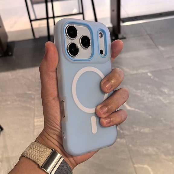Husa Telefon Jelly Magnetic 2in1, Flippy, Compatibila cu Apple iPhone 17 Pro Max, din PC+TPU, Magsafe, Finisaj Mat, Albastru Deschis