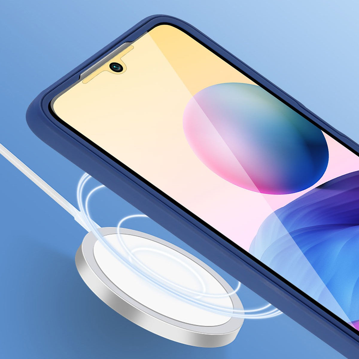 Husa Max Defence pentru iPhone 12, Bumper Albastru, Fata Dubla Transparenta, Protectie Antisoc Full 360 ( fata, spate, margini )